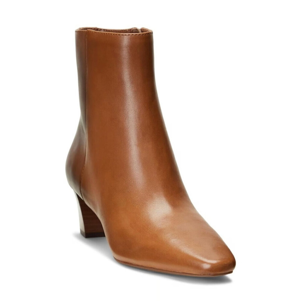Lauren Ralph Lauren Willa Boots Women 7.5 Brown Burnished Leather Bootie RHS6801